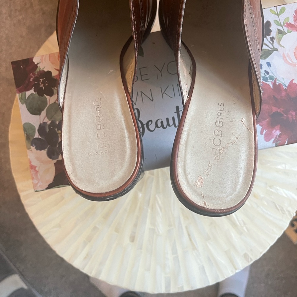 👠 Vintage Y2K BCBGirls Brown Leather Western Mules, Size 11 - Picture 4 of 11